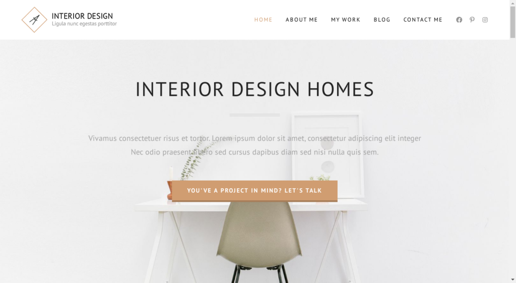 screenshot of the Interior WordPress template ideal for interior designers and architects based on the OceanWP best business WordPress theme