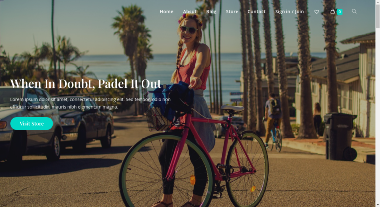 screenshot of the Cycle WordPress template for WooCommerce ideal for online stores that sell bicycles or rent bicycles, based on the OceanWP best eCommerce WordPress theme