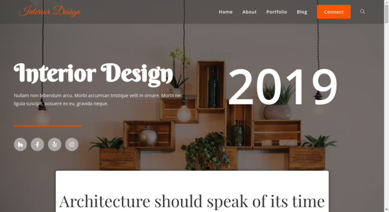 screenshot of the Design WordPress template for business ideal for interior decorators, designers and architects based on the OceanWP best designer WordPress theme