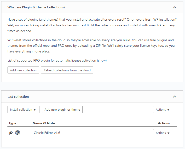 WordPress Collections - install plugins in bulk