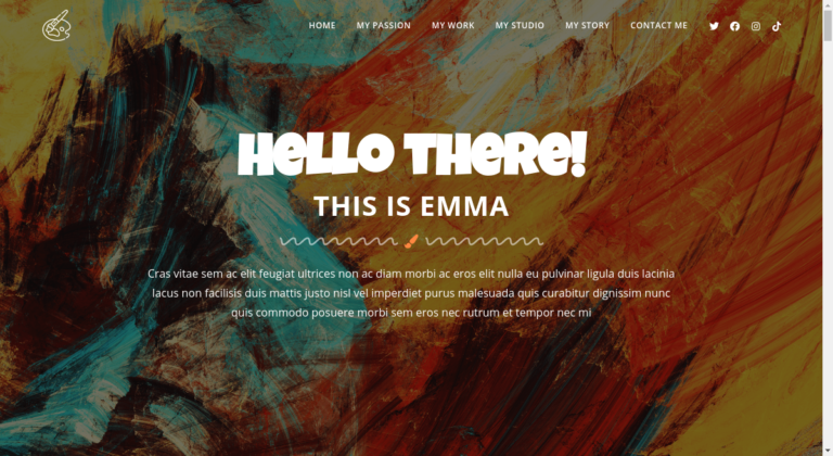 screenshot of the Emma WordPress template which is ideal for any artist or craftsman who love blogging. Based on the OceanWP best WordPress blogging theme