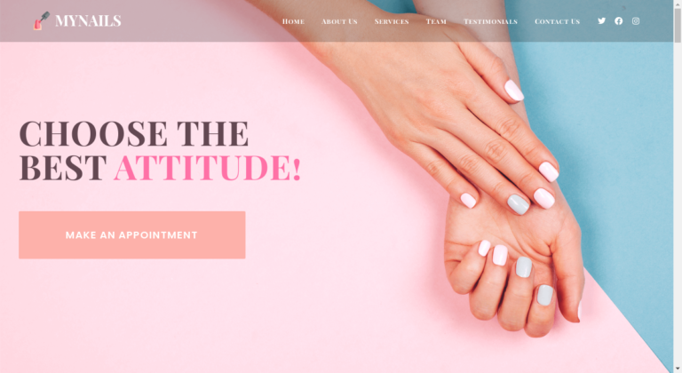 screenshot of the WordPress template for beauty salons, hair stylists, nails and make up artists, based on the OceanWP best business WordPress theme