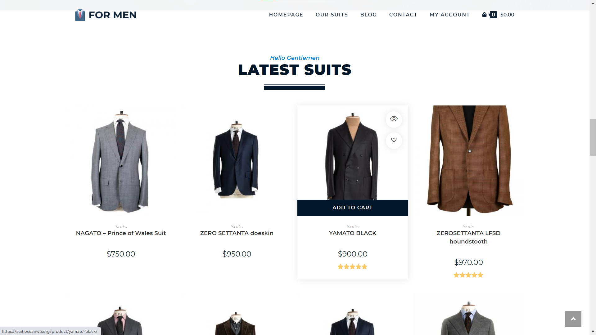WordPress Template for WooCommerce – Ocean Suit Demo