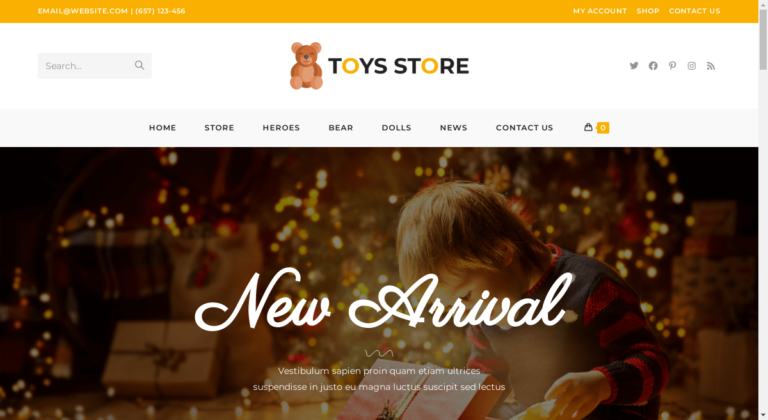 screenshot of the Toys WordPress template for WooCommerce based on the OceanWP best free eCommerce WordPress theme