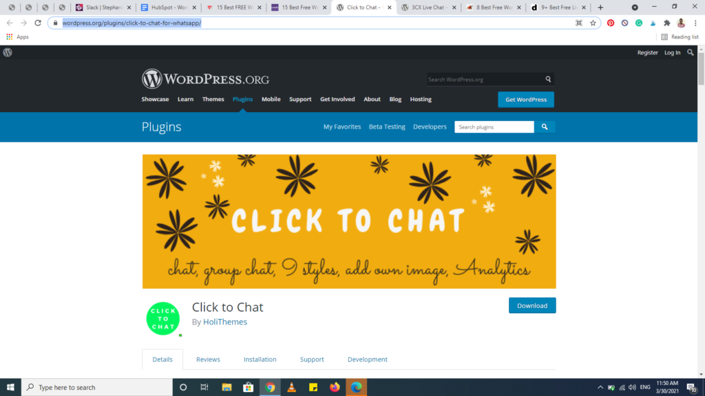 wordpress chat plugins click to chat 