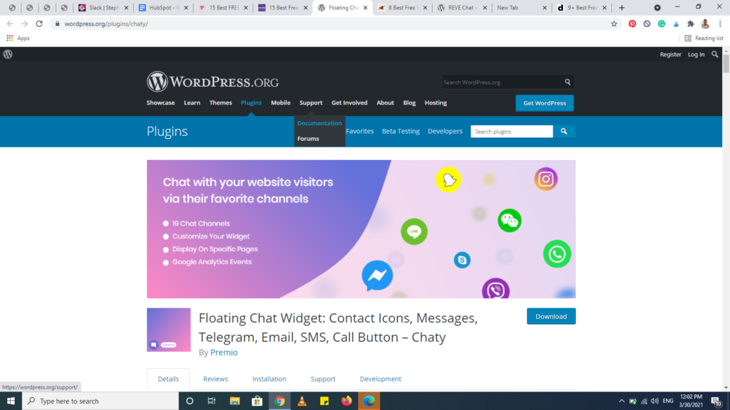 wordpress chat plugins chaty
