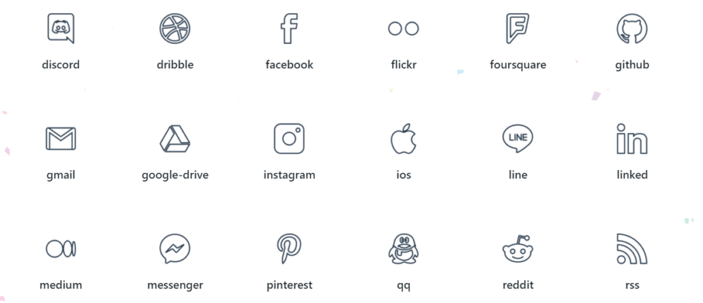screenshot of social media OceanWP SVG icons sample