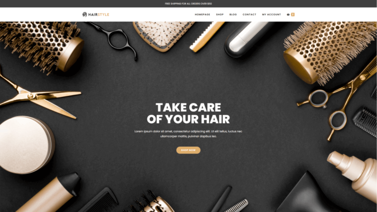 screenshot of the Ocean Hairstyle WordPress template for WooCommerce, based on the OceanWP best free WooCommerce theme