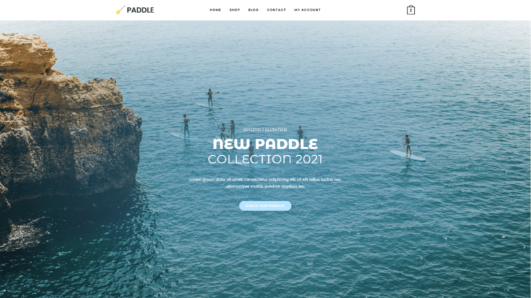 screenshot of the Ocean Paddle WordPress template for WooCommerce, based on the OceanWP best free WooCommerce WordPress theme