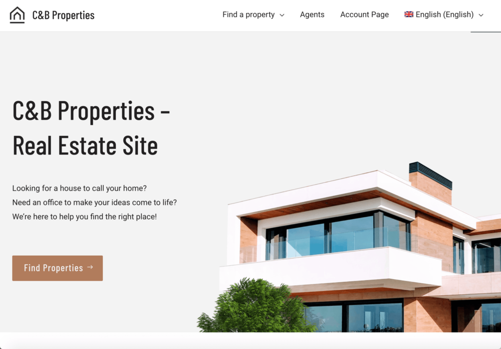 Free-to-use real estate demo website