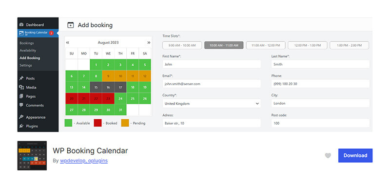 Booking Calendar plugin