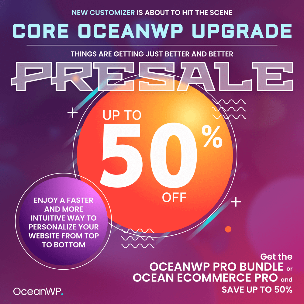 OceanWP WordPress Customizer upgrade presale banner